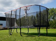 Батут EXIT PeakPro 275 x 458 см, black, зі сходами і сіткою